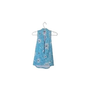 Terry Cycling Blue Floral Sleeveless Top Size Small